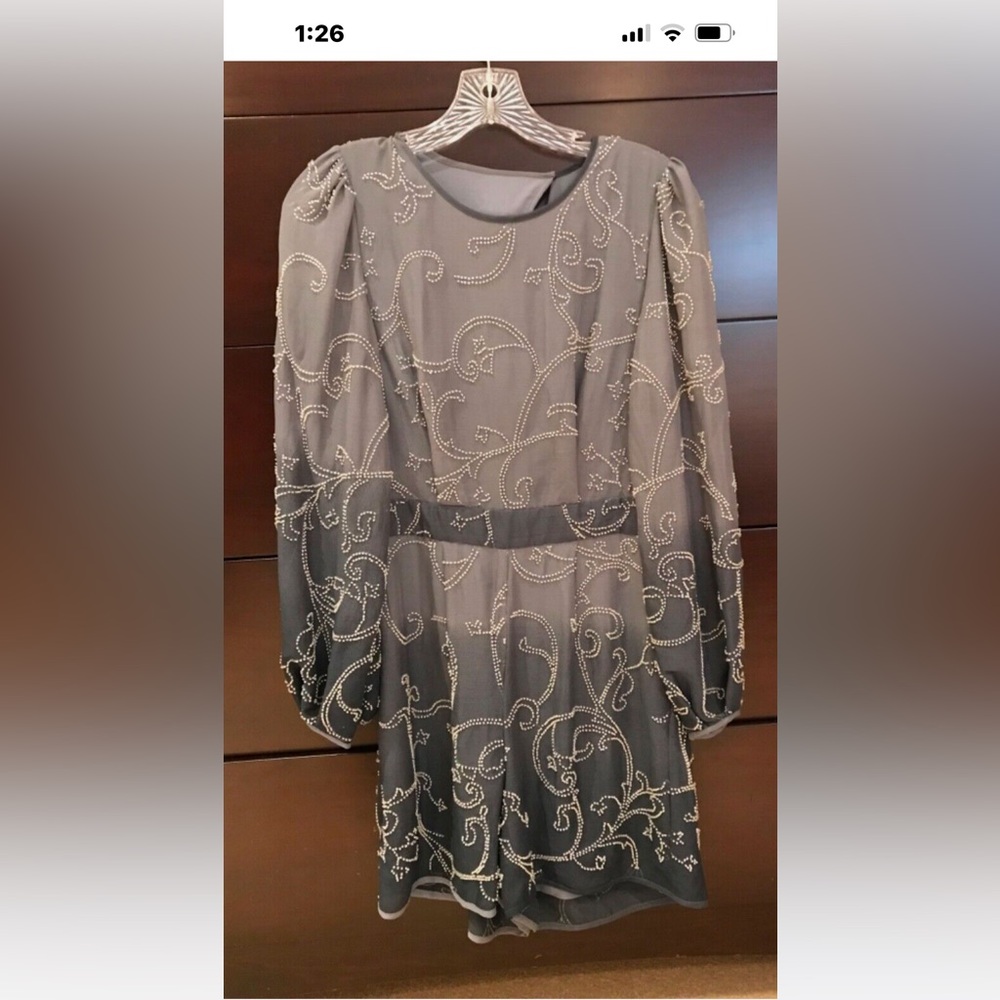 bcbg max azria romper xxsm beautiful ombré grey w detail beading